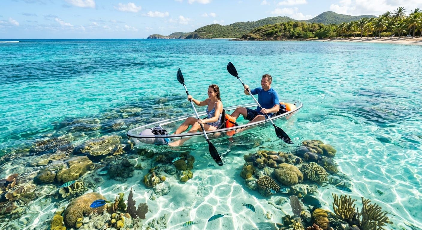 Sortie en kayak transparent à deux