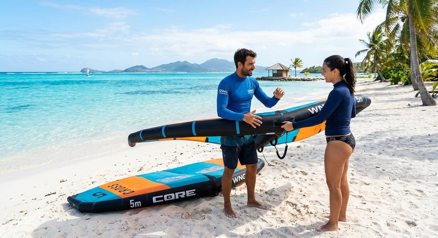 Wingfoil au départ de la plage